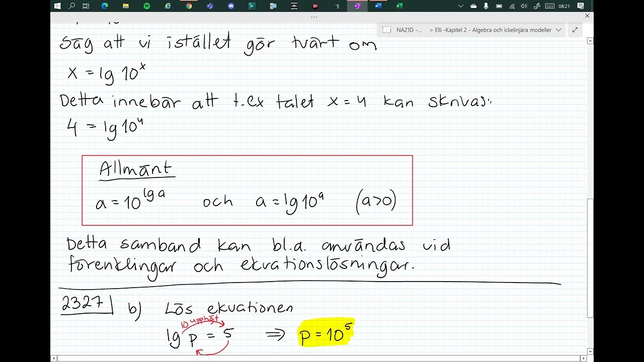 Matematik 2c - Kapitel 2 - 2.3 Mer om logaritmer