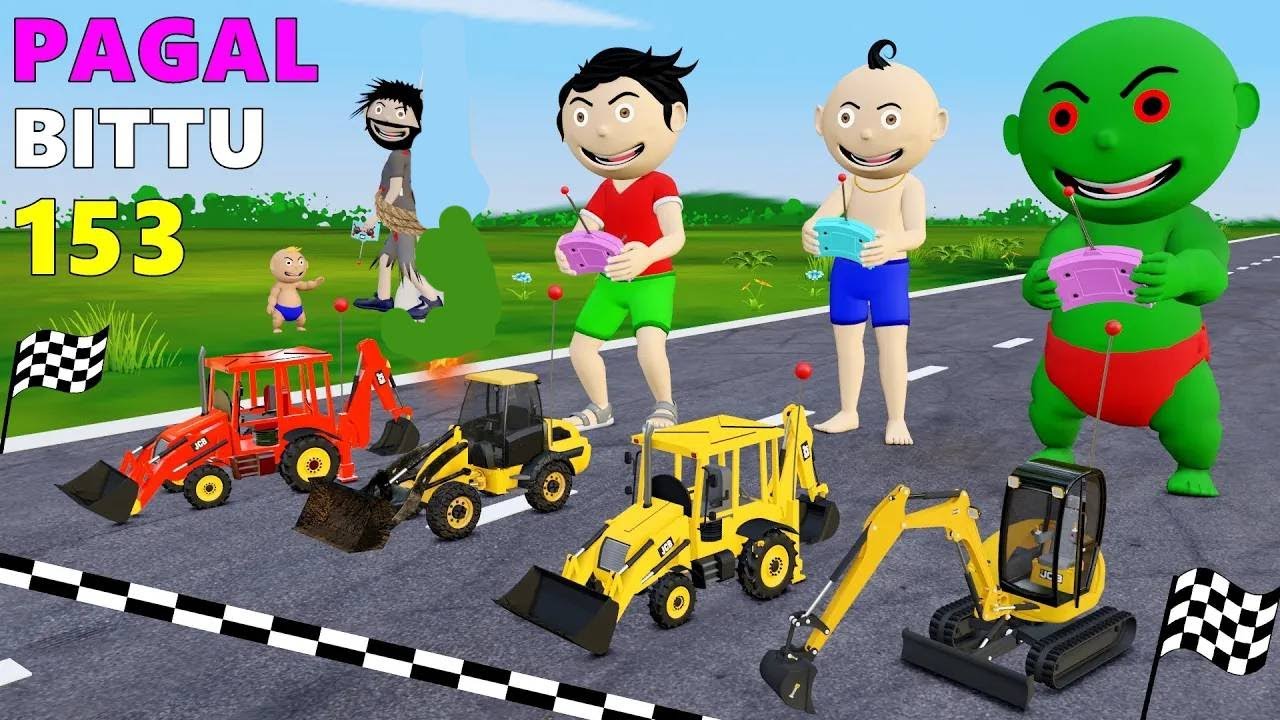 Pagal Bittu Sittu 153 | Toy Jcb Wala Cartoon | Jcb Tractor | Gadi Wala Cartoon | Bittu Sittu Toons