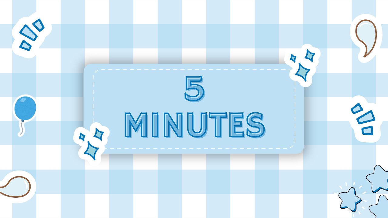 5 Minute Timer ⏳✨ | Aesthetic Blue Gingham Countdown for Focus, Study & Productivity