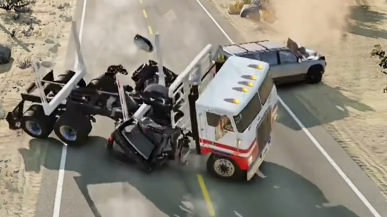 Realistic Highway Car Crashes #25