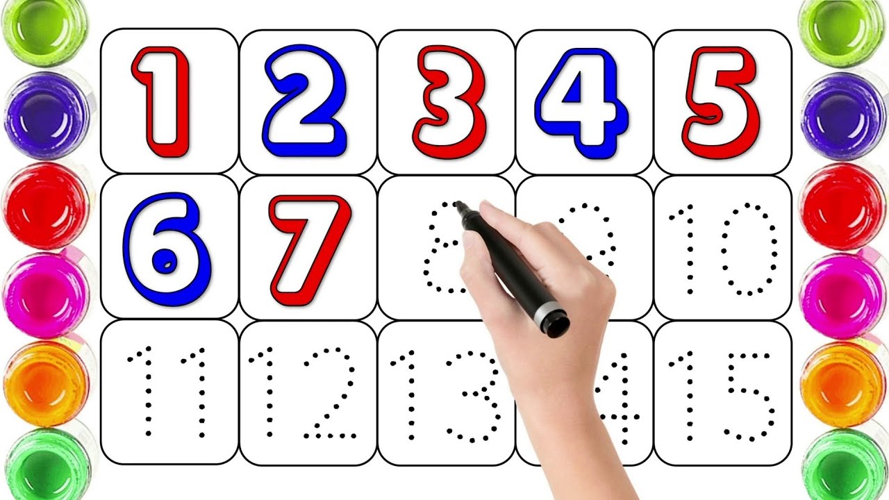 Mango maths TV learns to write counting 1-15 with kids' songs and colors , fun learning 123