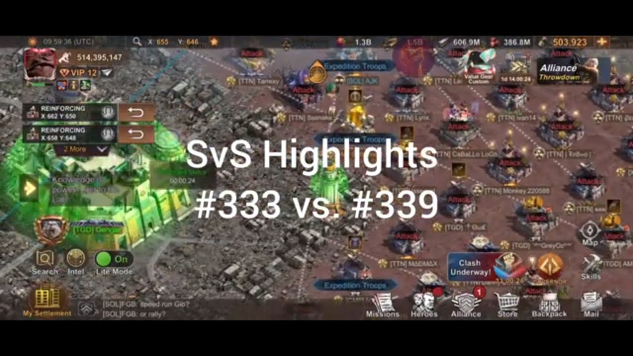State of Survival - State #333 (Invader) vs. State #339. SvS Highlights