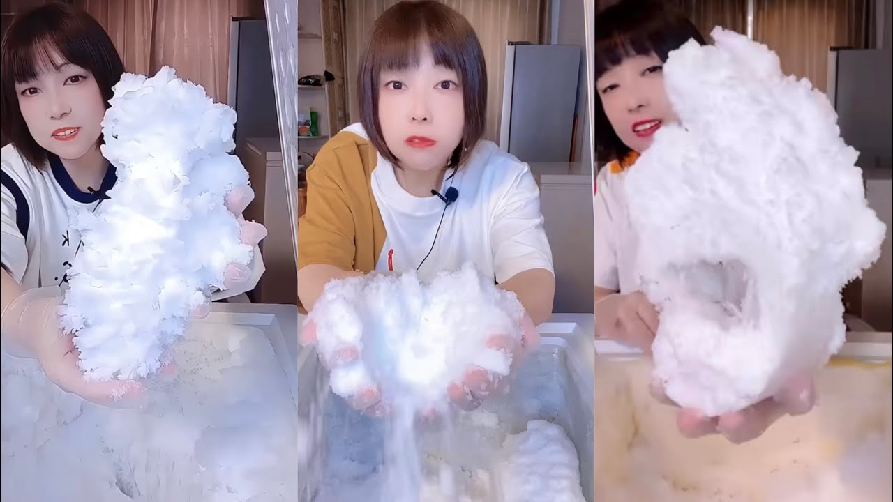 ✨SOLO BINGJIE✨| ASMR WHITE ICE EATING | FREEZER FROST SCRAPING AND EATING