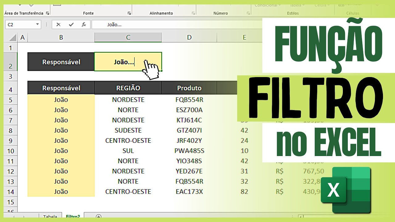 Campo de Pesquisa com Filtro no Excel | Fun&ccedil;&atilde;o Filtro no Excel