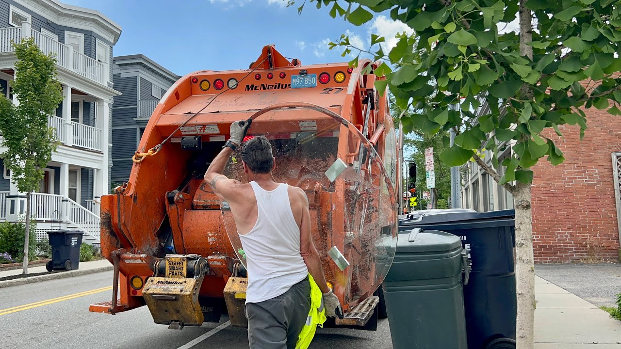 Cambridge Public Works Packing Trash