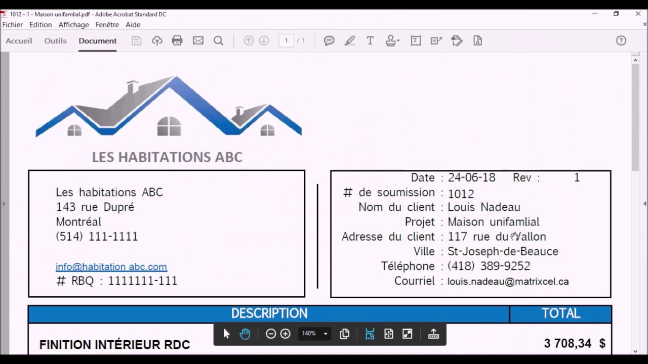 Logiciel d'estimation entrepreneur général - rénovation