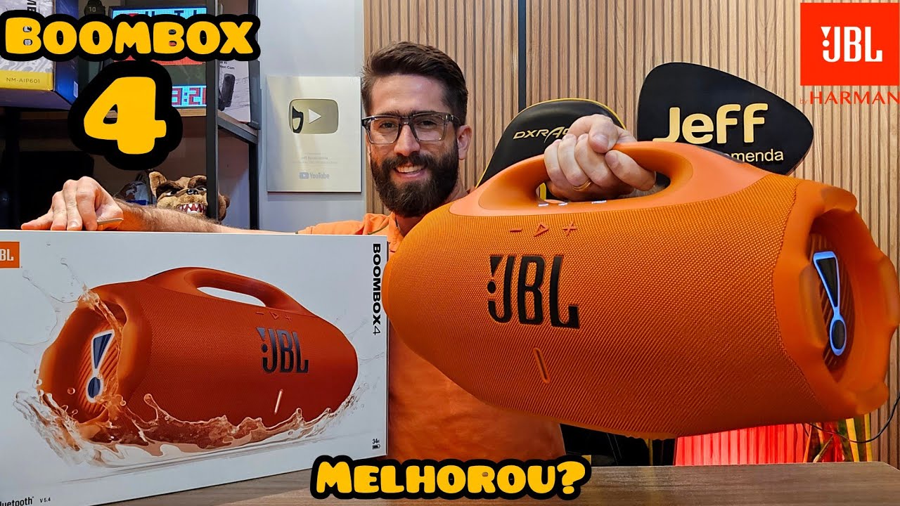 NOVA JBL BOOMBOX 4: ESSA CAIXA DE SOM FICOU LINDA DEMAIS! (Unboxing/Analise)