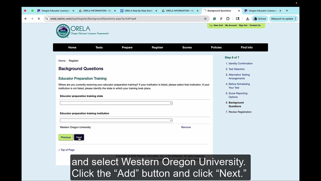 How to register for your ORELA