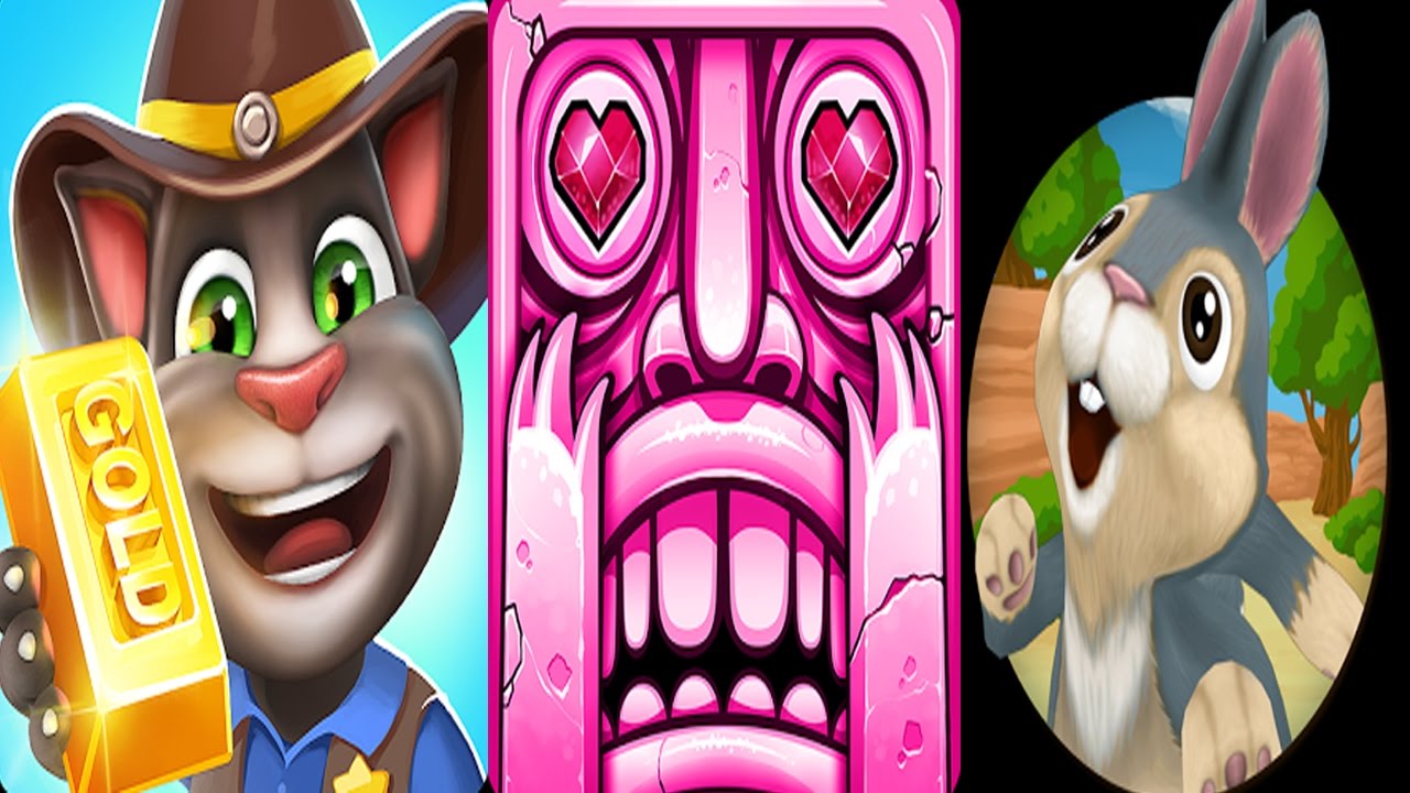 Talking Tom Gold Run VS Temple Run 2 VS Bunny Run Android iPad iOS Gameplay HD