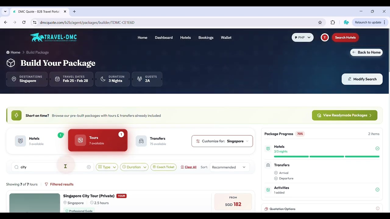 How to Create Singapore Tour Packages in 5 Minutes | DMCQuote B2B Portal