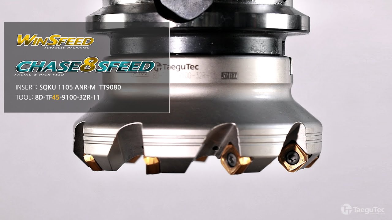 8-corner inserts & cutters for roughing(45°) & high feed(20°) face milling: CHASE-8-SFEED (SQKU 11)