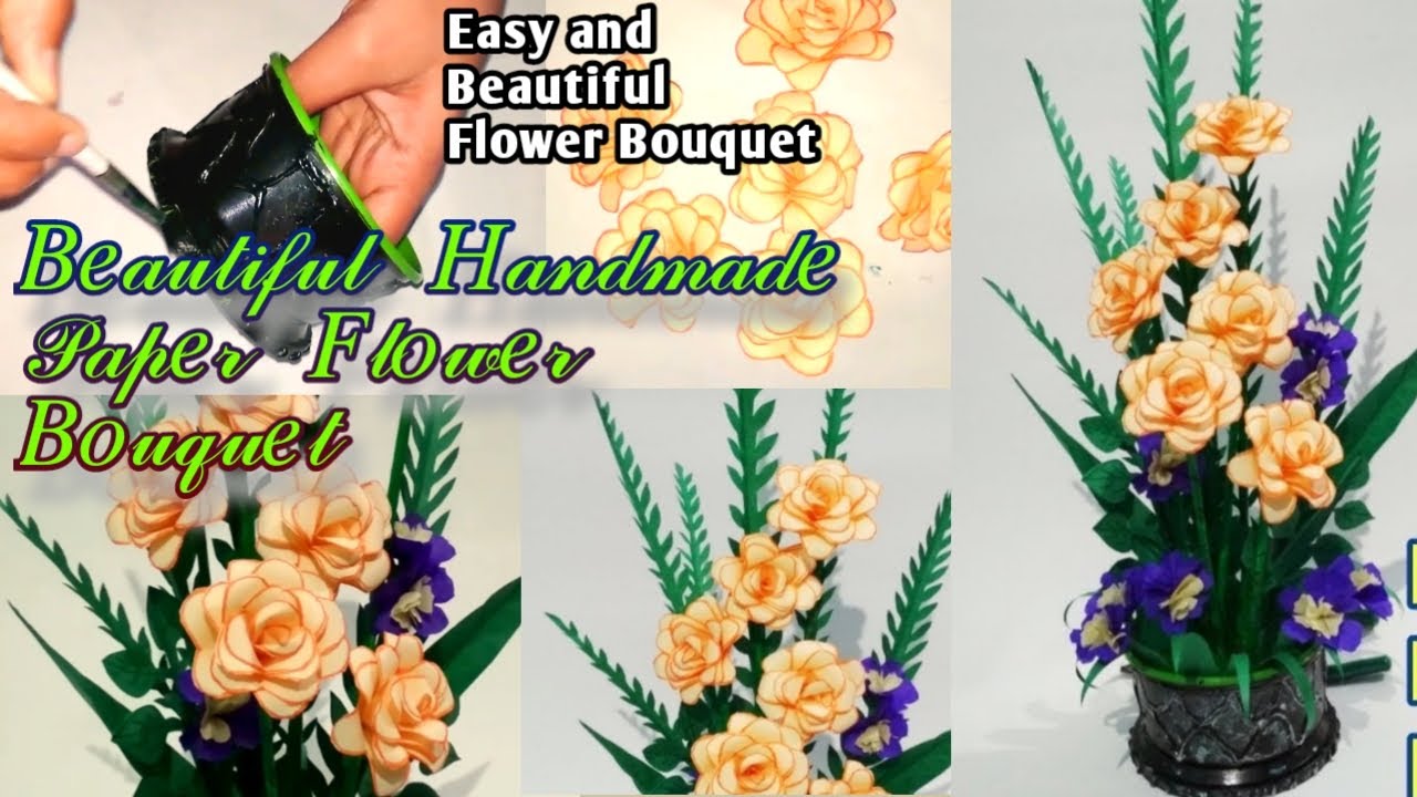 Easy handmade flower bouquet//DIY-Bouquet// Paper Flower Bouquet//Crafts Vine