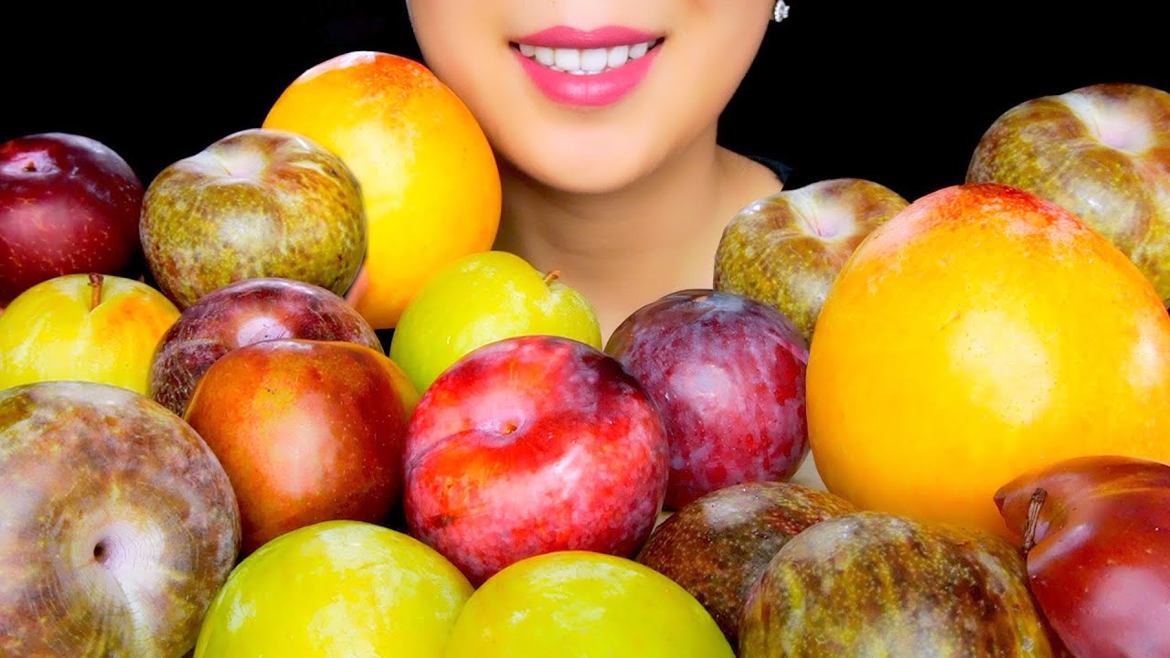 FRUIT ASMR: ASMR PLUMS  | WATERMELON PLUM, RED PLUM | CRUNCHY SOUNDS NO TALKING| TracyN ASMR