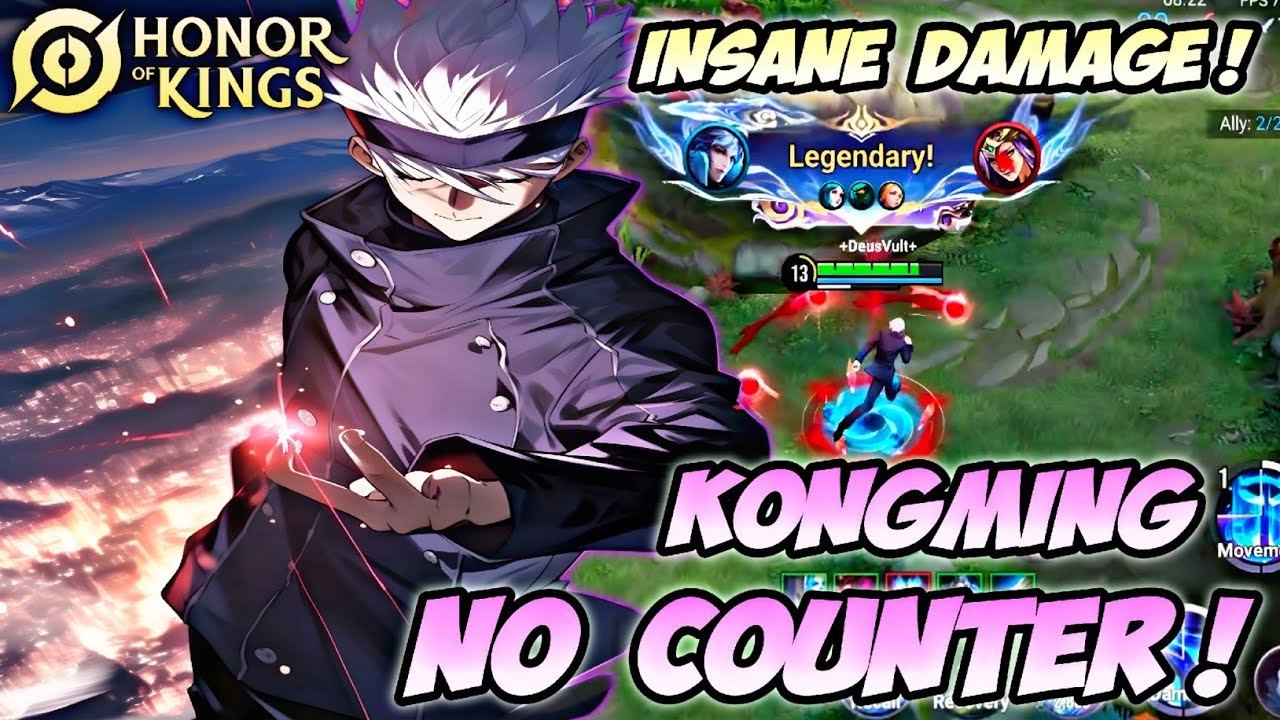 KONGMING NO COUNTER! BEST ASSASSIN/JUNGLE PRO GAMEPLAY 100% INSANE DAMAGE 🔥 | HOK X JJK