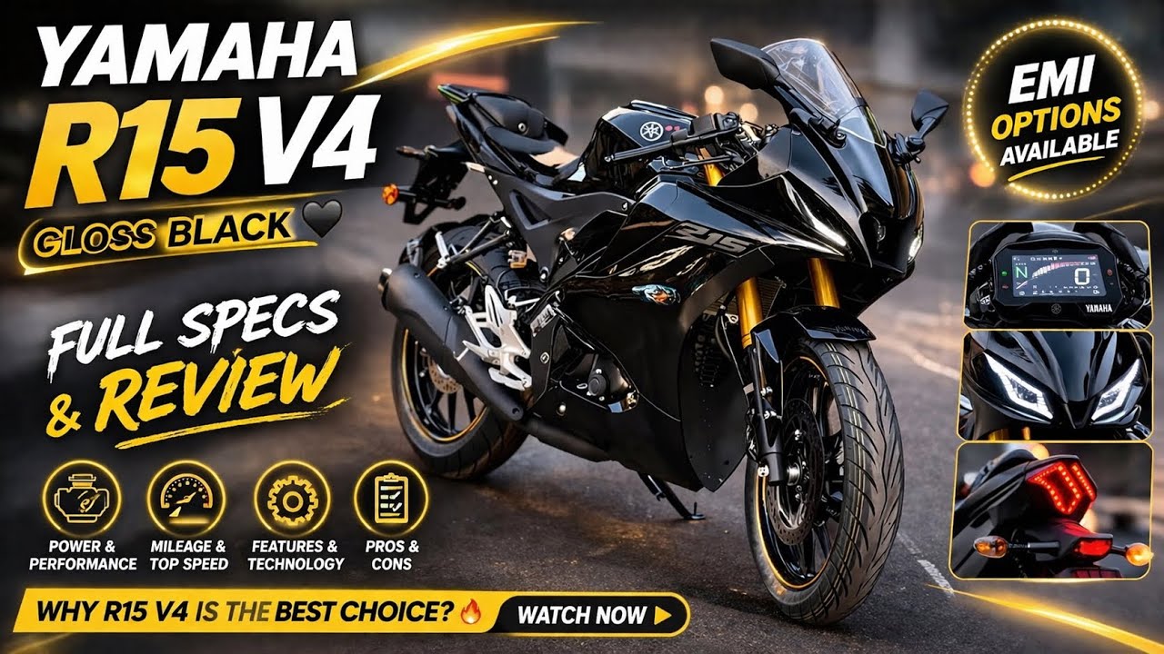 New Yamaha R15 V4 Black 2026 🖤 Full Review | On Road Price UP | EMI & Finance Details