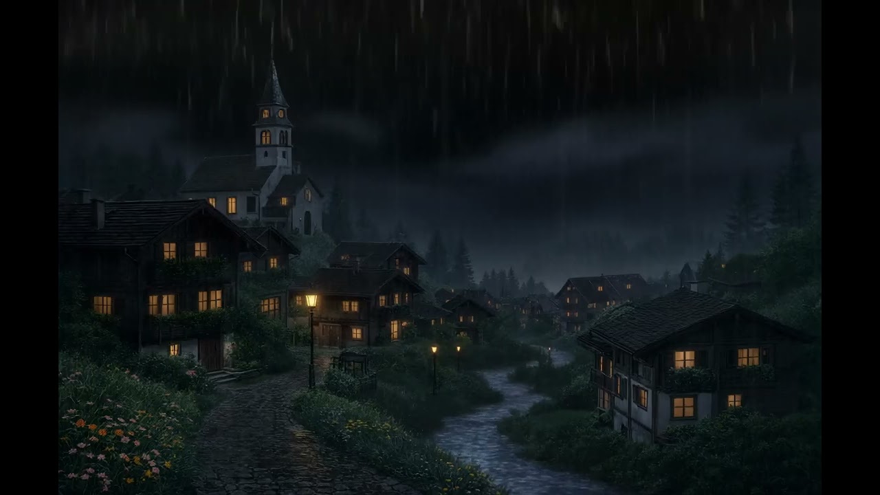 Lo fi Rainy Village Nights