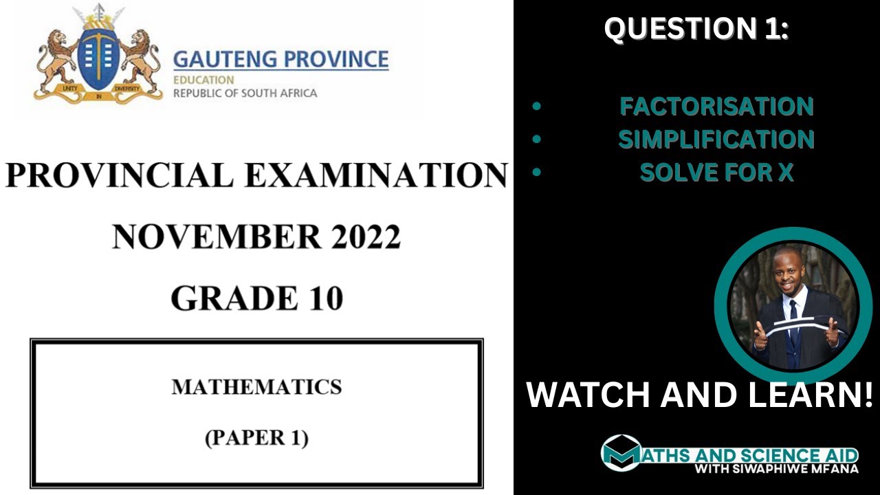 Question 1: Grade 10 Mathematics Paper 1 Gauteng November 2022 Exam Memo/Revision