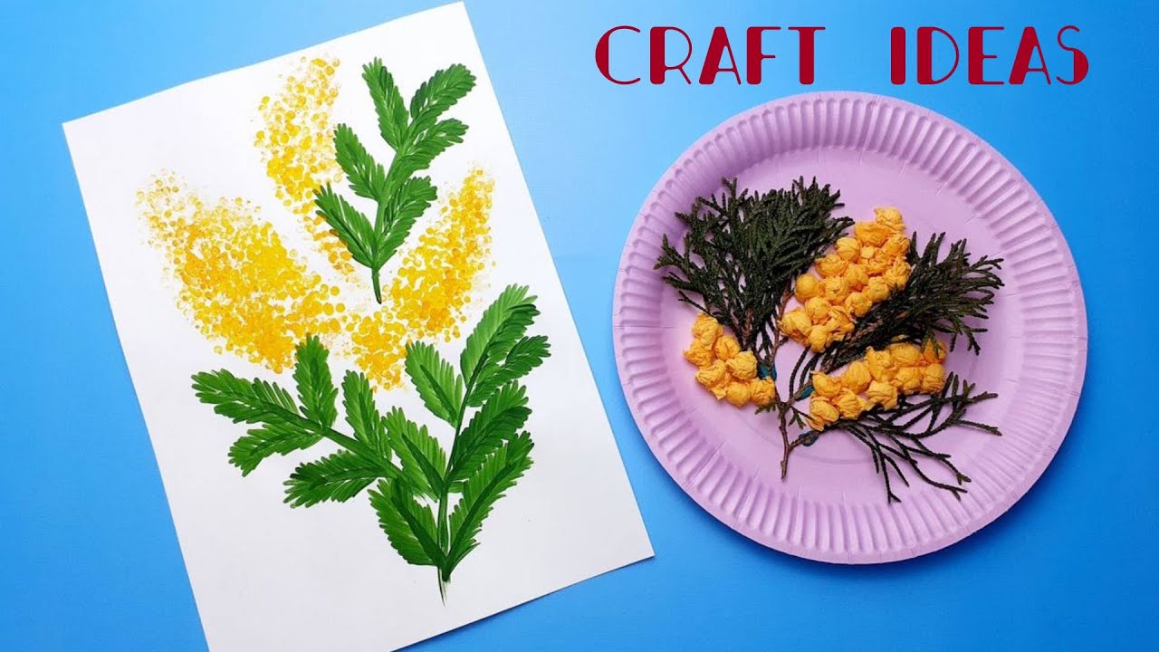 МІМОЗА - малювання / аплікація || Sprig of MIMOSA