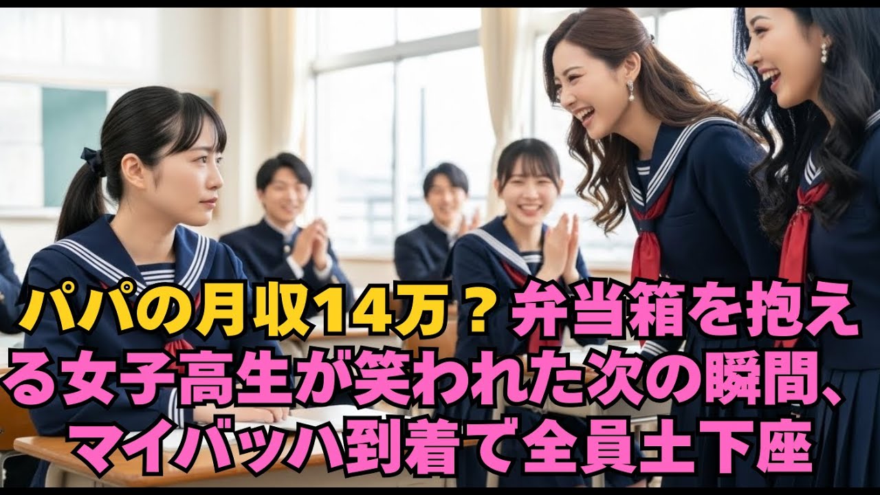 「父の月収がたった14万」だと笑われた少女… しかし、校門にマイバッハが現れた瞬間、クラス全員が自分たちが誰を敵に回したかを知り、激しく後悔した。