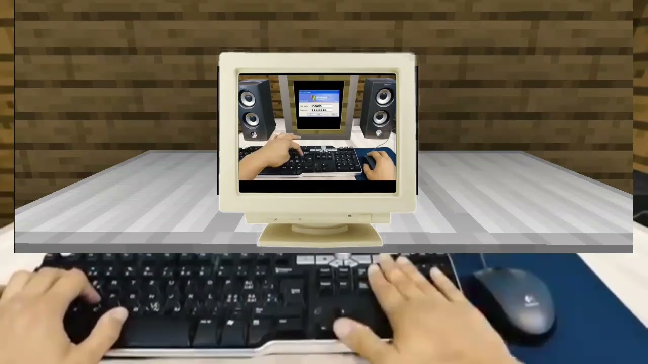 Realistic Minecraft angry Steve Windows 3.1 Watching YouTube