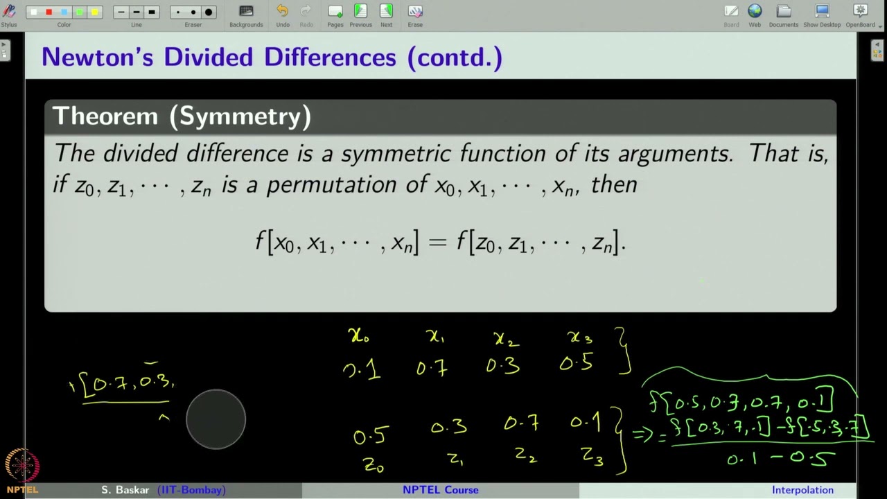 Week 8 : Lecture 40 : Polynomial Interpolation: Newton’s Divided Difference Formula