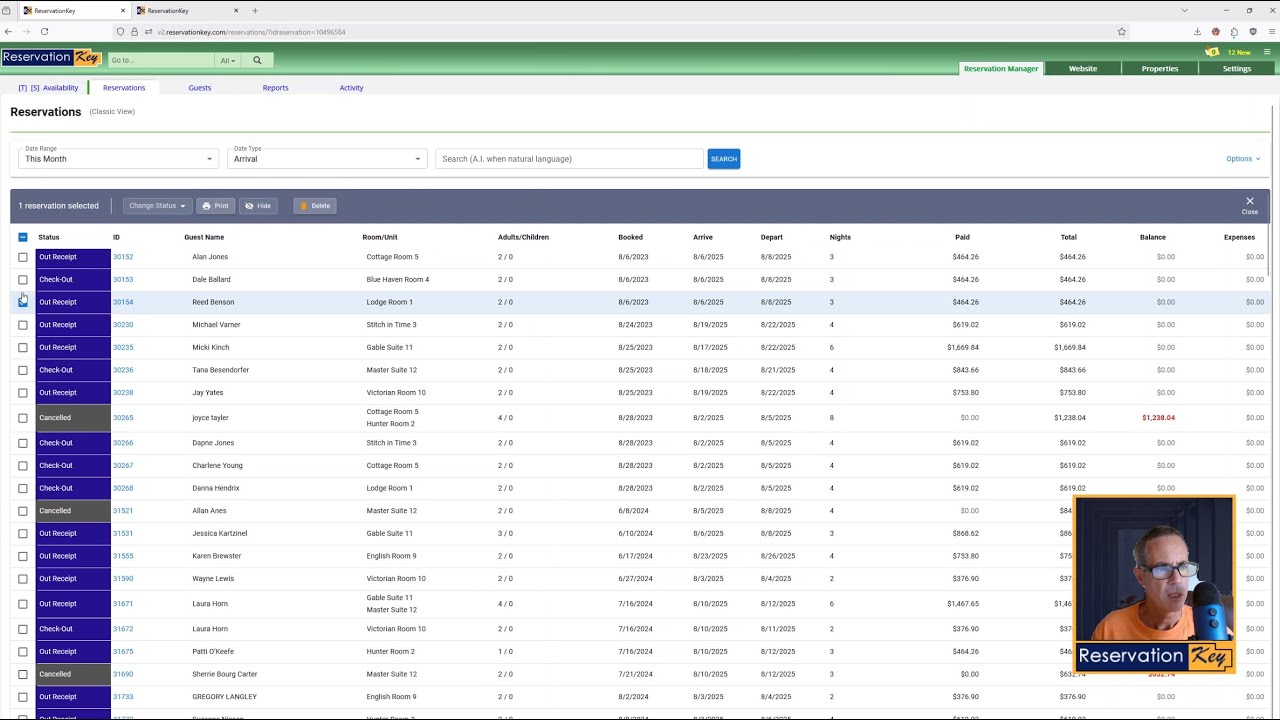 New ReservationKey Reservations Tab | Modern Design, AI Search & Custom Views