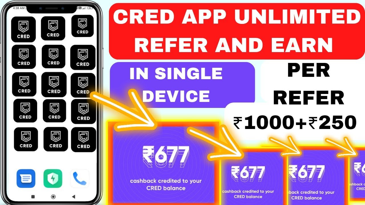 CRED NEW BUG | SINGLE DEVICE |  UNLIMITED REFER AND EARN | ₹1000+₹250+₹100 PER REFER
