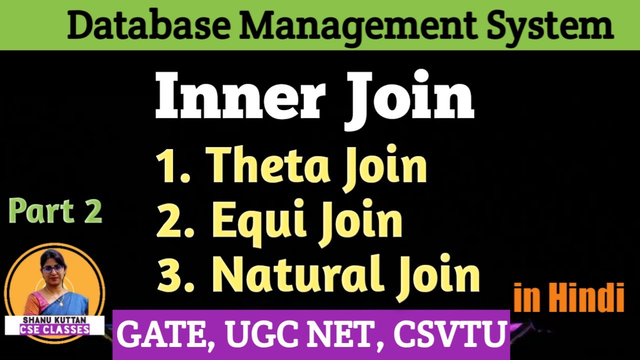 L3.13 Inner Join: Theta Join, Equi Join, Natural Join | Relational Algebra | DBMS | Shanu Kuttan