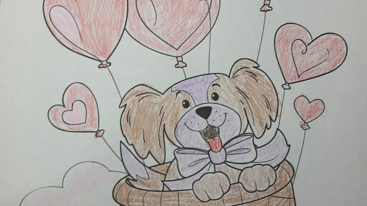 Valentine puppy, let's color!