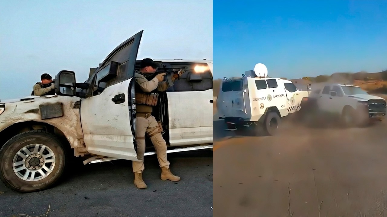 La Guardia Nacional revienta camioneta blindada de agresores en Tamaulipas