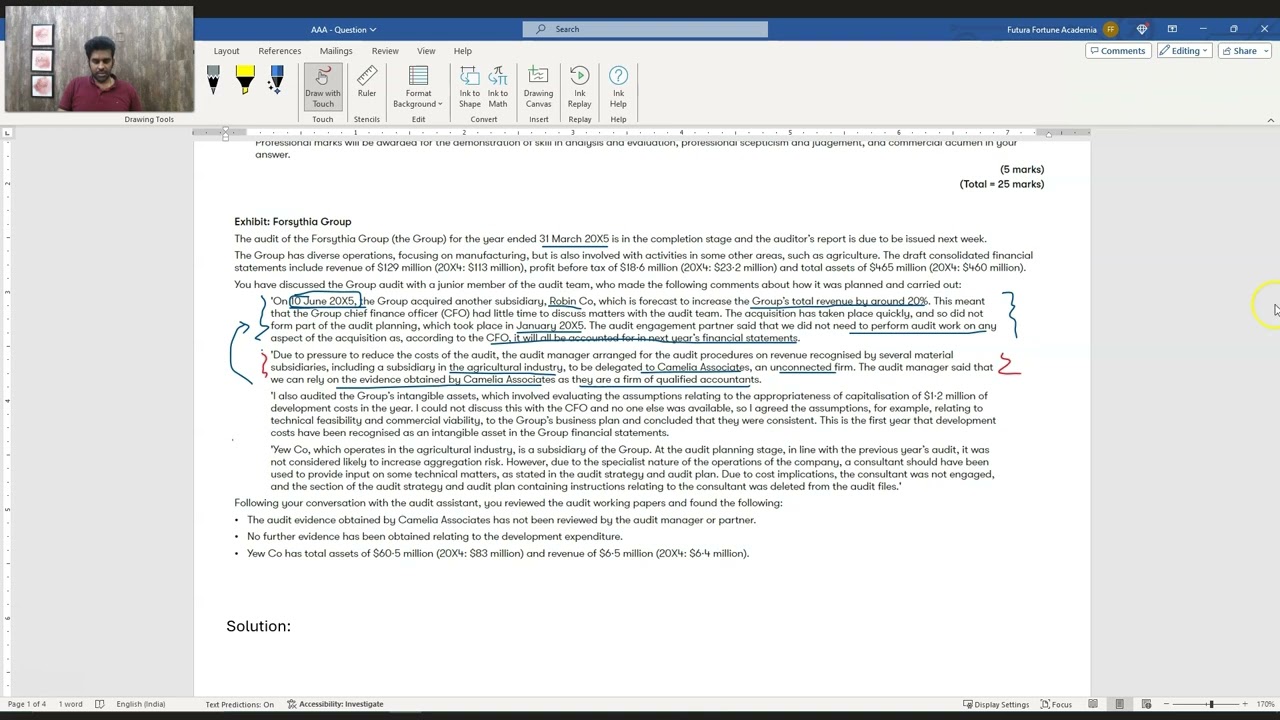 AAA   Sept 2022   Forsythia Group || AAA – Advanced Audit and Assurance ||
