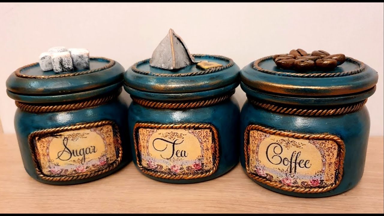 DIY Kitchen decor /Vintage glass jars decoration