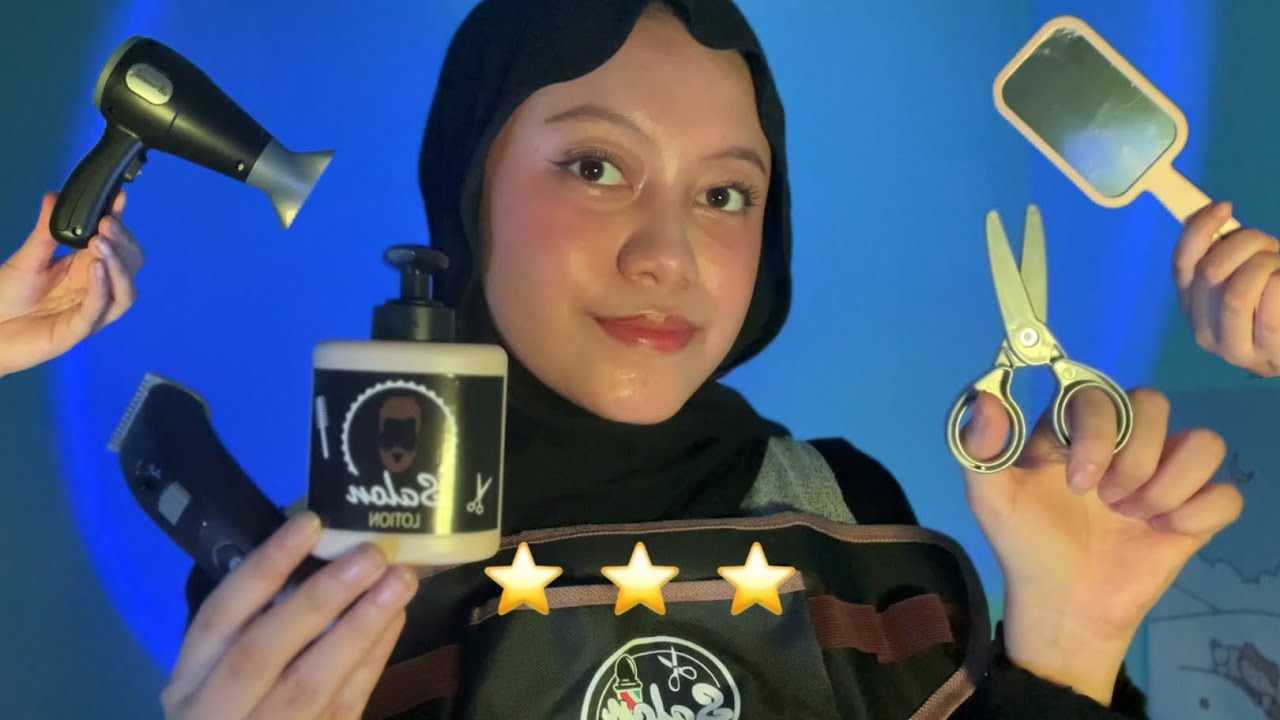 ASMR Roleplay Barbershop Bintang 3 🌟🌟🌟 [ Layered Sounds ]