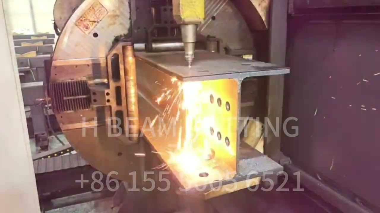 THREE CHUCK FIBER LASER MACHINE CUTTING THE H BEAM