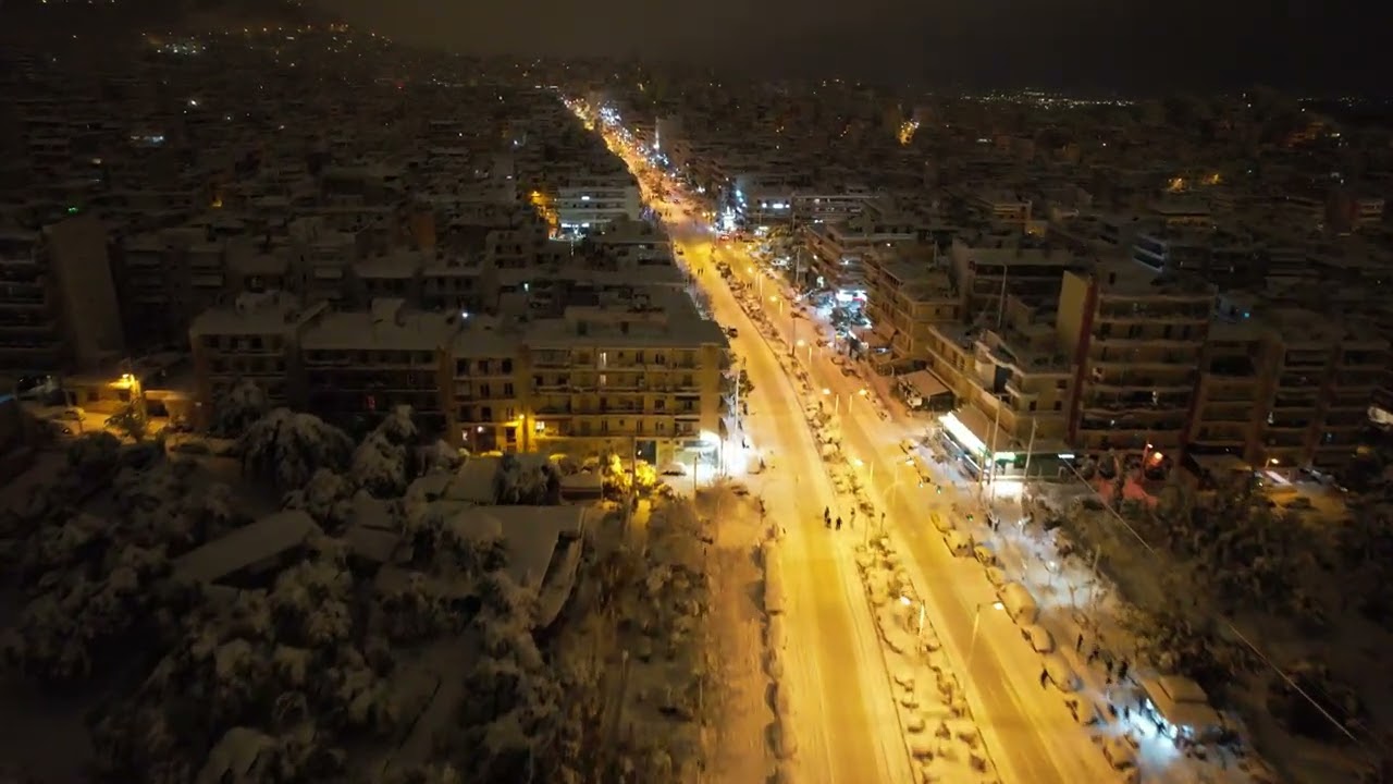 Galatsi from above after snowstorm Elpida