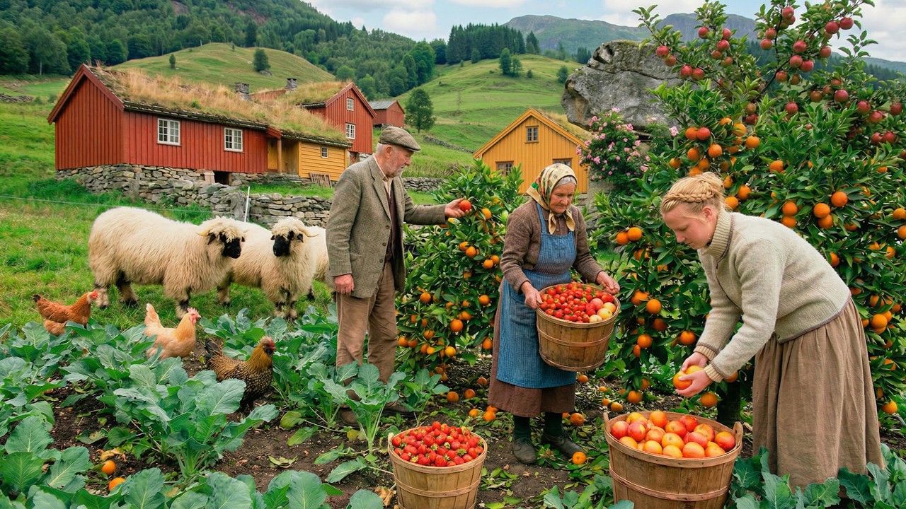 Quiet Life in the Village | Harvesting Strawberries and Apples by Hand | Simple Farm Living ( ASMR)