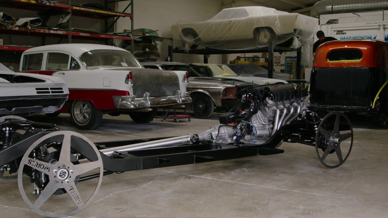 Rolling and powered Art Morrison 55-57 Chevy chassis by MetalWorks