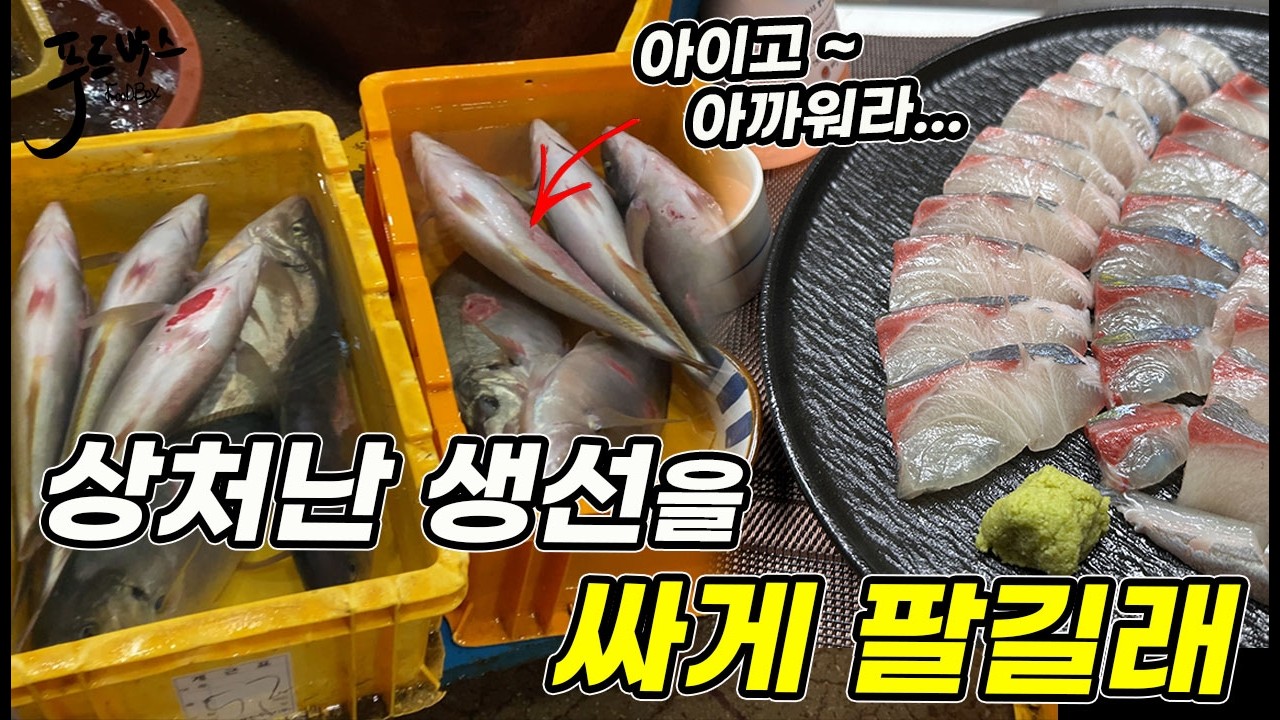 수산시장에서  상처난 고급 생선을 싸게 파는 상황이~ 그런데 이거...