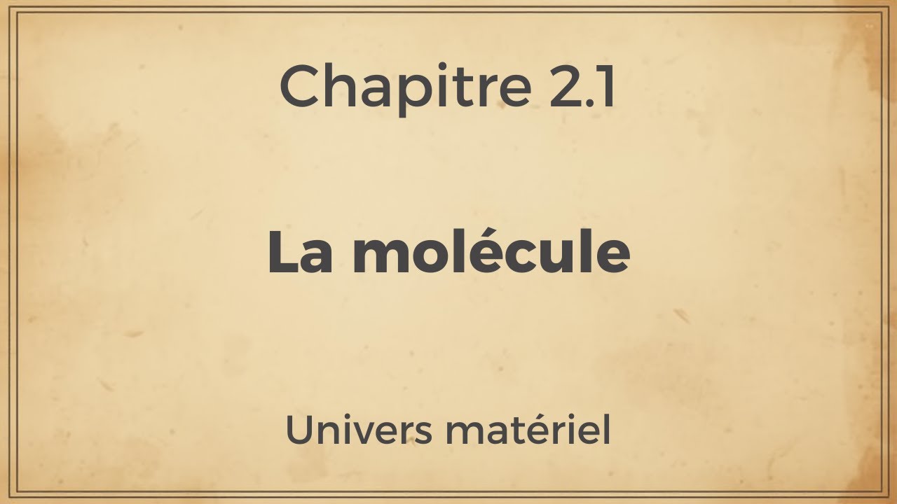 Chapitre 2.1 : La molécule