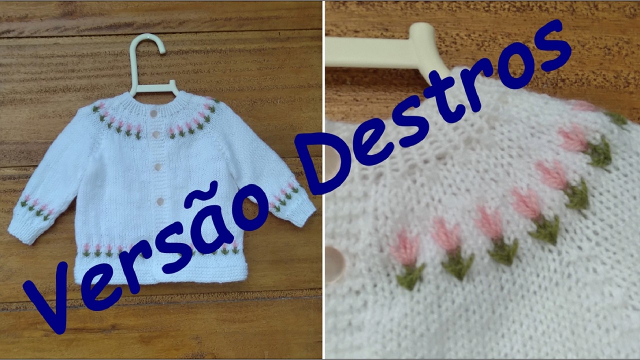 Casaquinho Infantil em Tricô, com Desenhos em Jacquard - Versão Destros