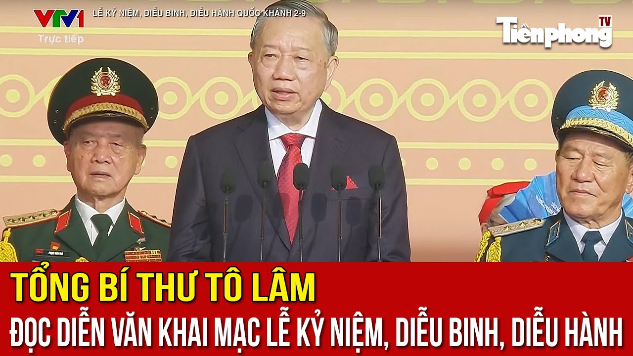 Tổng B&iacute; thư T&ocirc; L&acirc;m đọc diễn văn khai mạc Lễ kỷ niệm, diễu binh, diễu h&agrave;nh