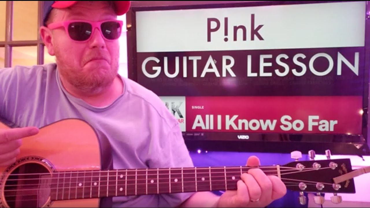 Как играть на гитаре All I Know So Far P!nk // Простой урок игры на гитаре для начинающих, просты...