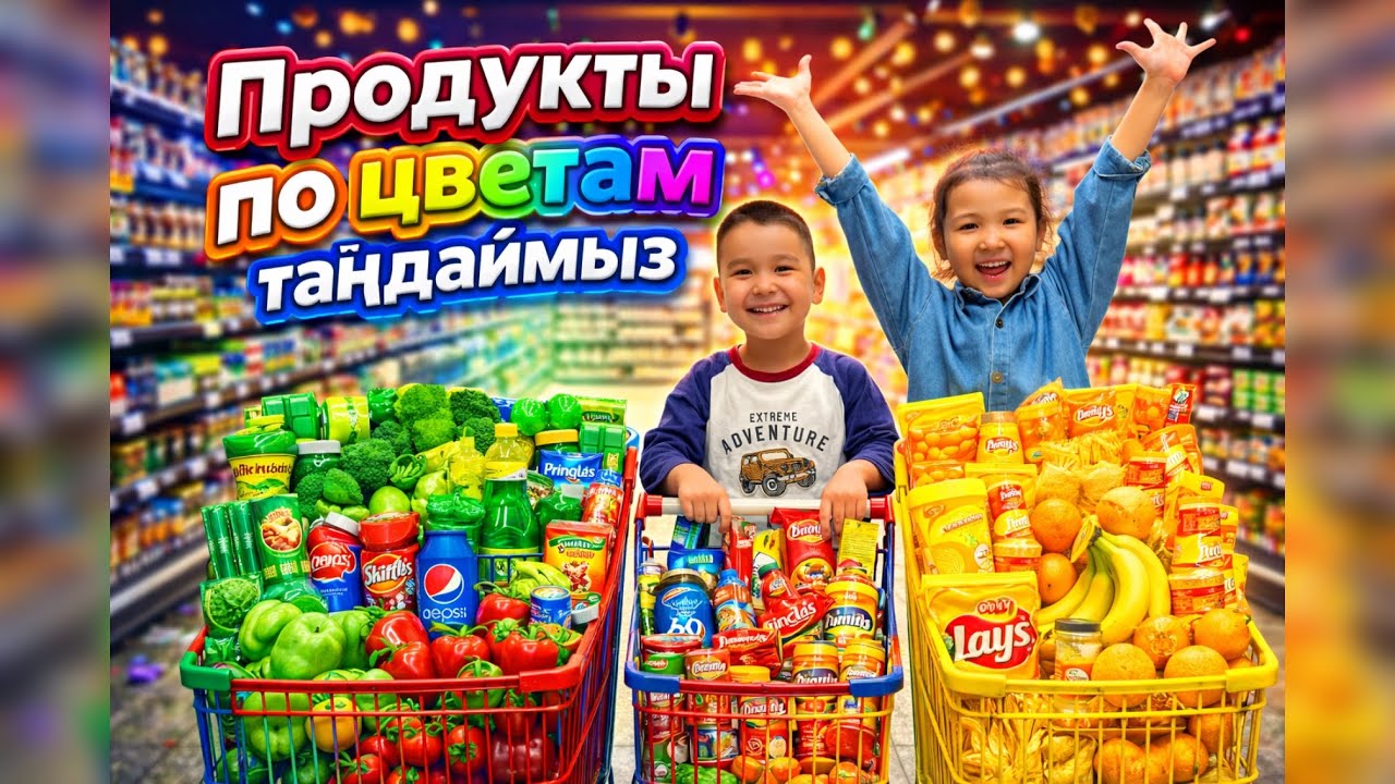По цветам продукты тандаймыз😍🥦🌶️🍅🍋🍉🍓🧀🥑