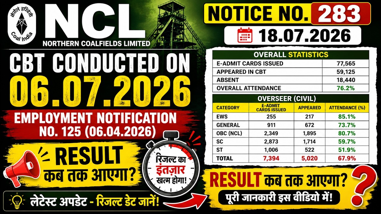 NCL Notice 283 Out 🚨 Result Kab Tak? Expected Cutoff & Actual Competition | Overseer Civil 2026