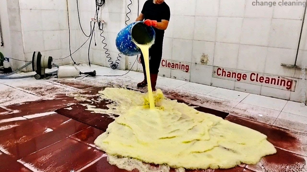 Ultra dirty and rotten carpet deep cleaning satisfying ASMR