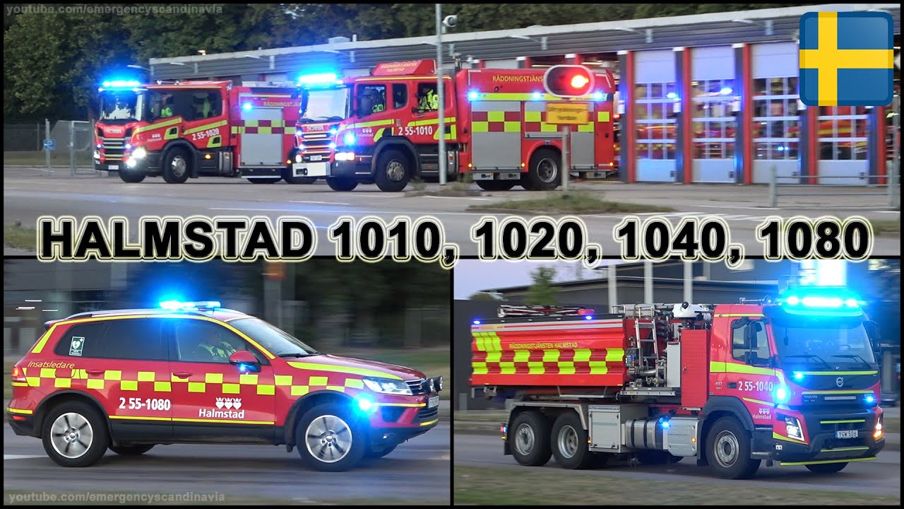 Halmstad Fire Department responding with 4 units  [SE | 8.2022]