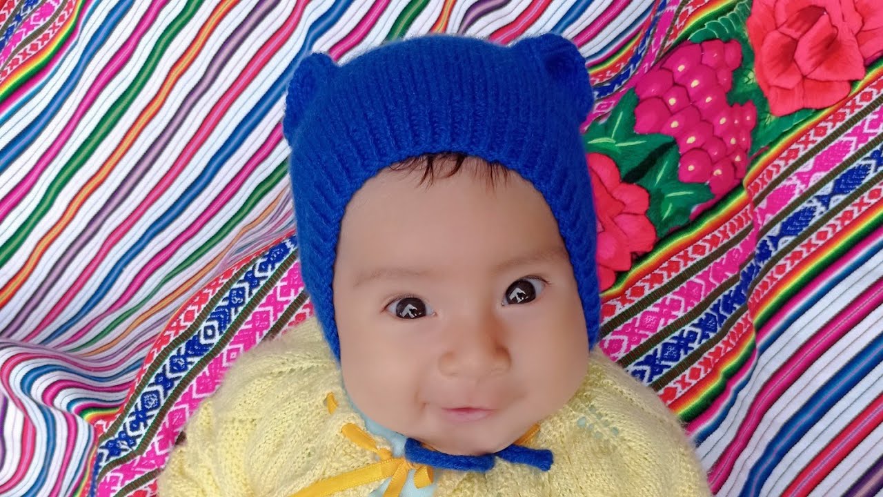 gorro con orejas de oso 🐻 tejido para bebes