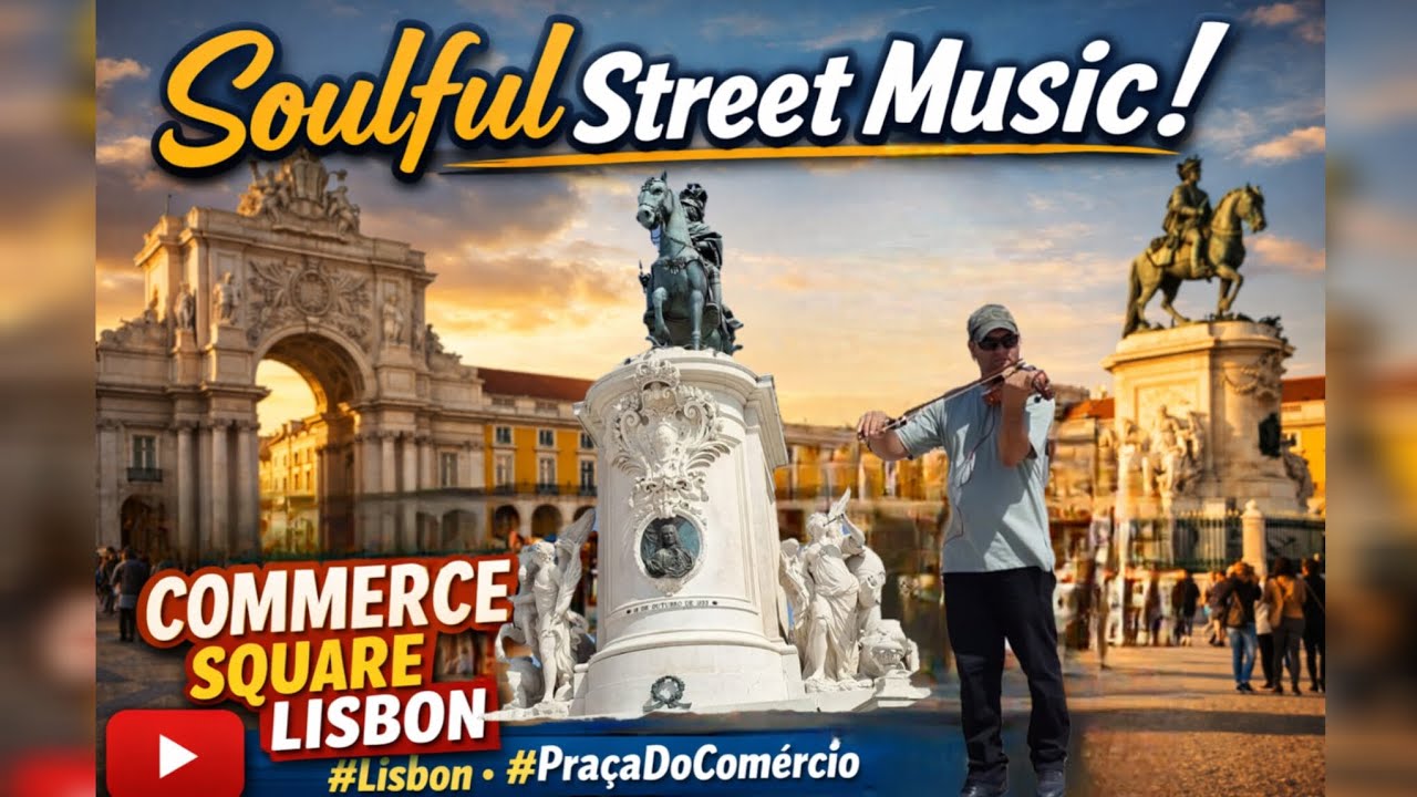 Soulful Violin performance in the iconic Commerce Square #lisbon #europe #violin #LisbonMusic
