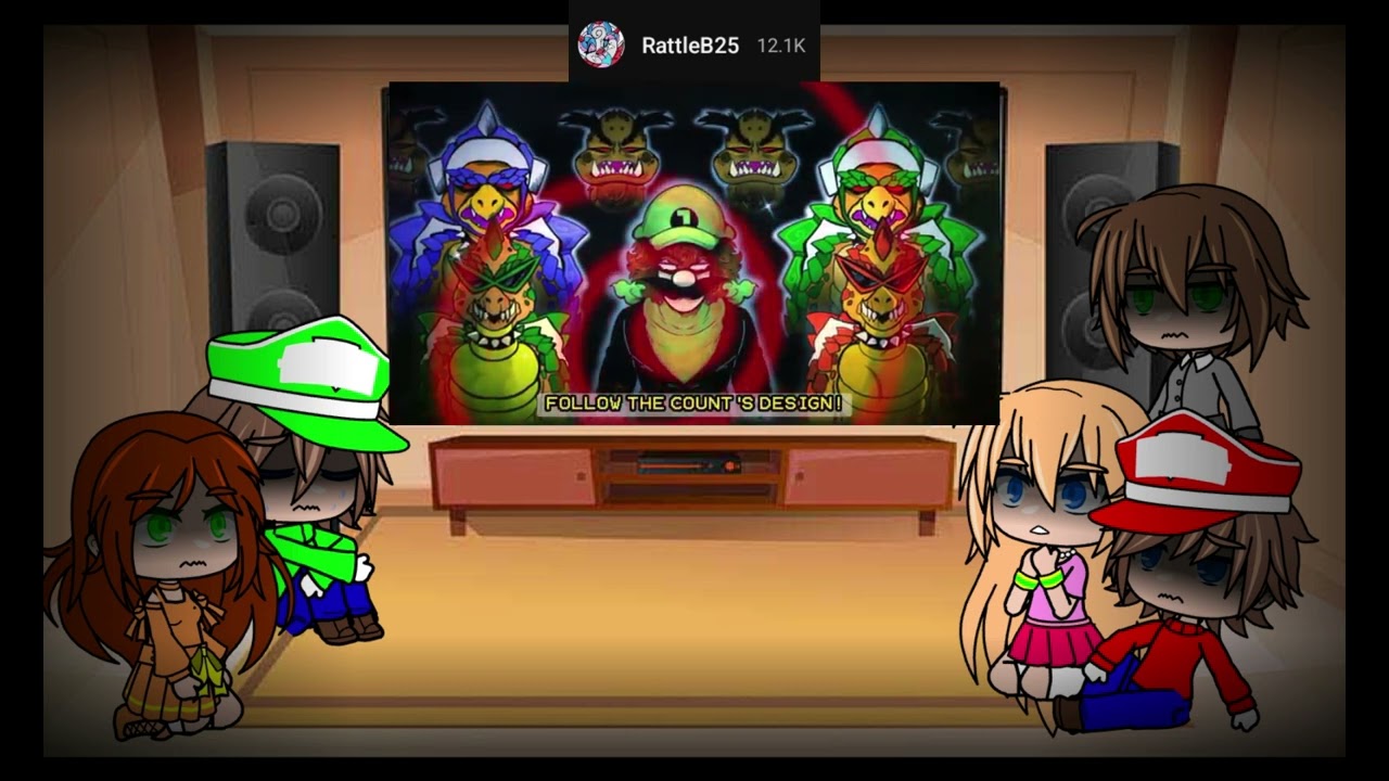 Past Mario characters react to their future selfs