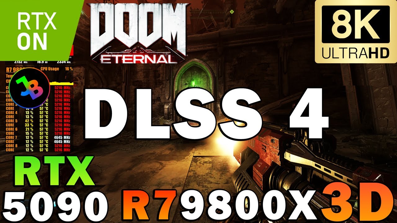 DOOM Eternal 8K DLSS 4 | RTX 5090 | R7 9800X3D | Ray Tracing | Max Settings